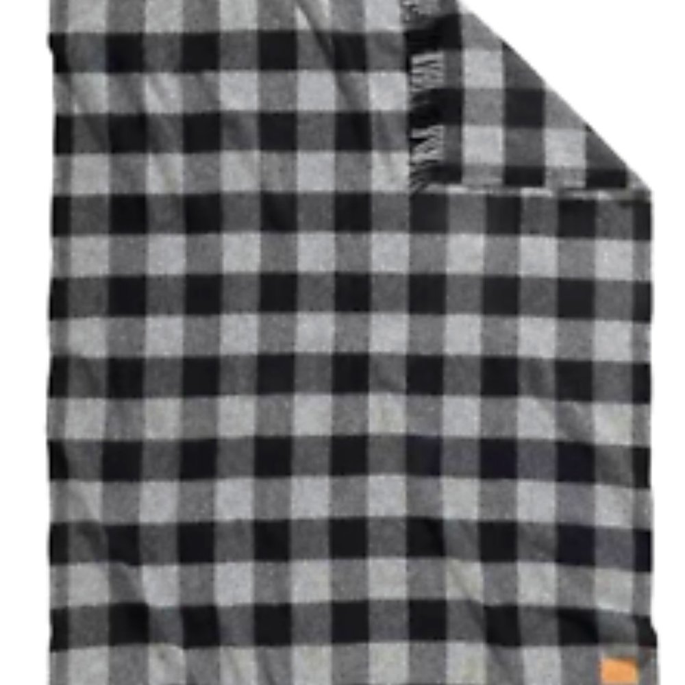 PENDLETON Wool MOTOR ROBE/Throw LEATHER Carrier ~ TARTAN PLAID Charcoal Rob Roy - Picture 3 of 4